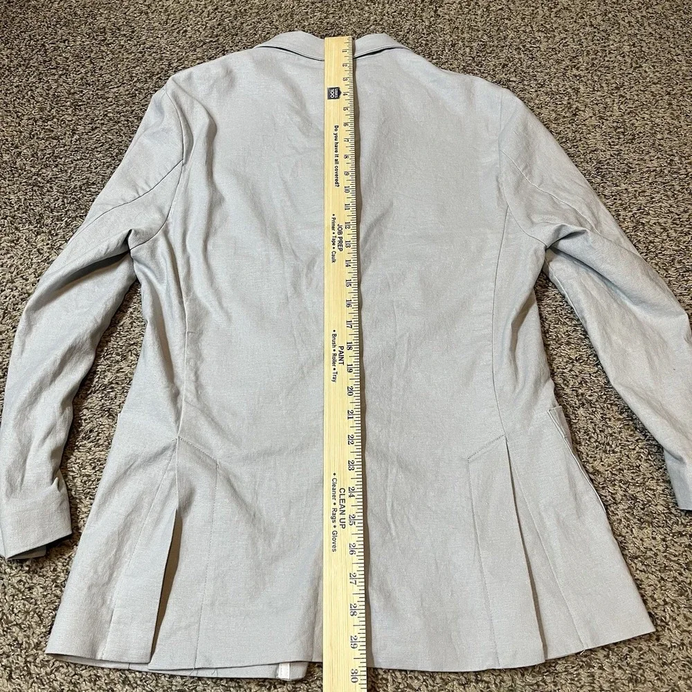State & Liberty Unstructured Linen Blazer Jacket Light Grey Mens 38 Athletic Fit